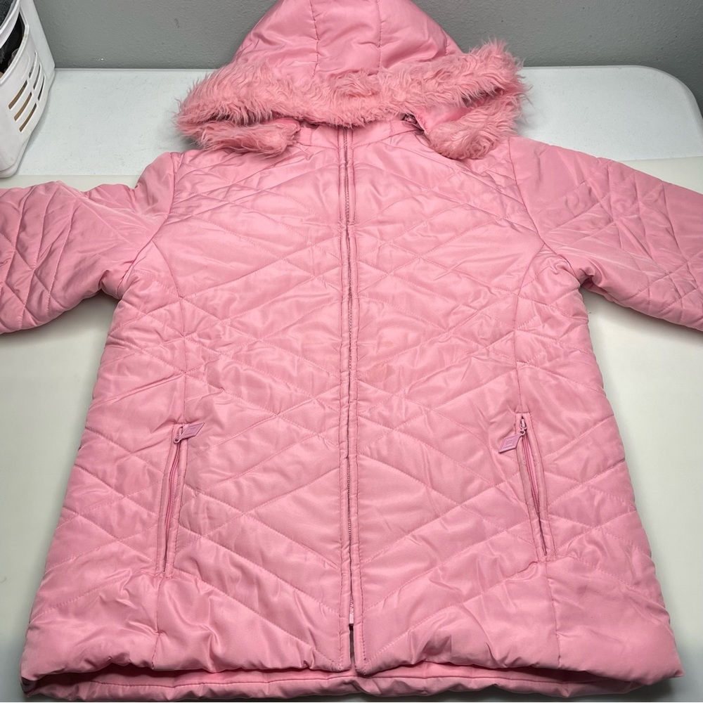 Annie USA Quilted Pink Detachable Hood Zip Puffer Jacket‎ Teen Misses Jrs Size M